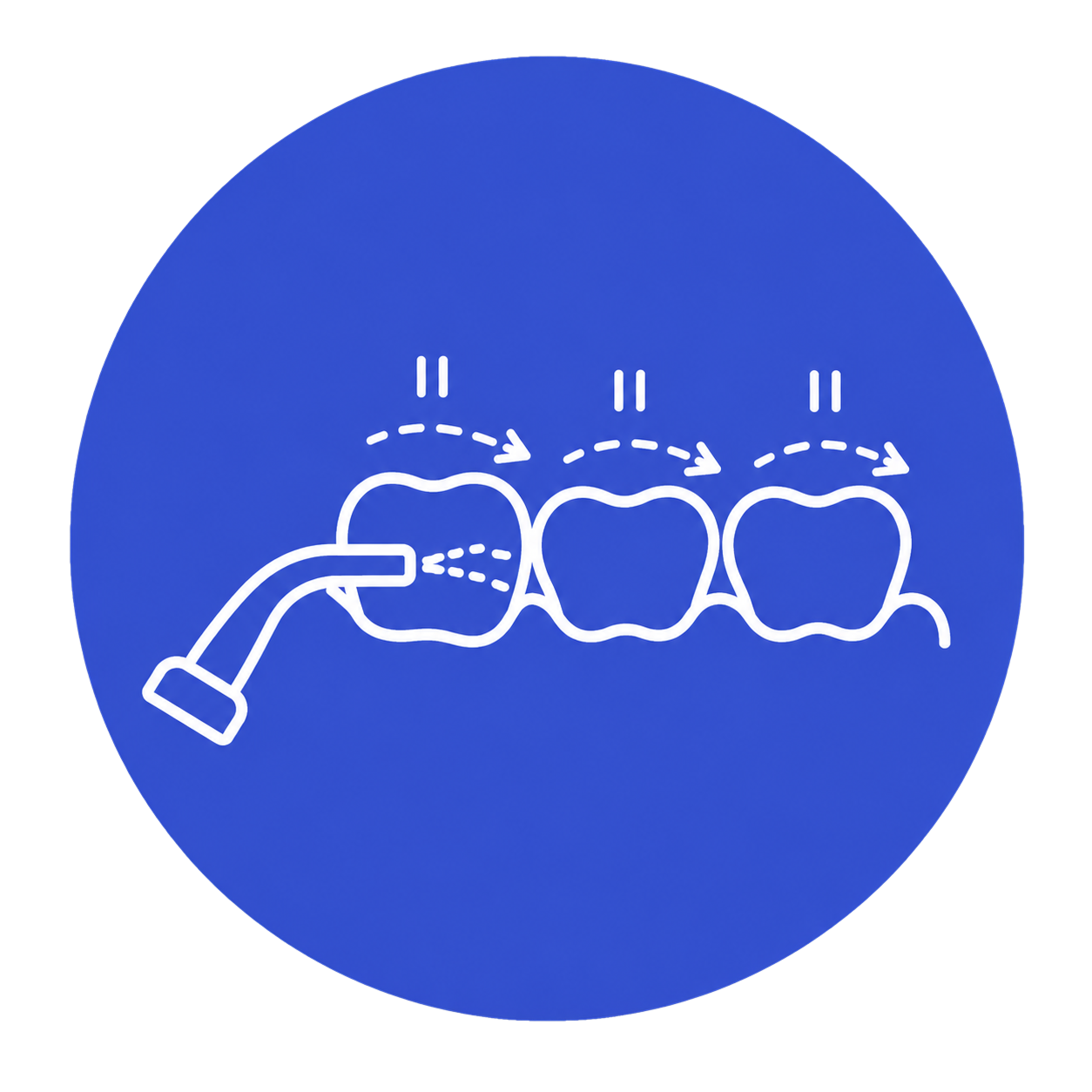 Follow the Gumline: Hold the handle at a 90-degree angle to your teeth. Guide the stream slowly along the gumline, pausing briefly for 2–3 s